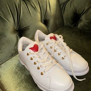 Moschino White Sneakers with Heart Details barely worn